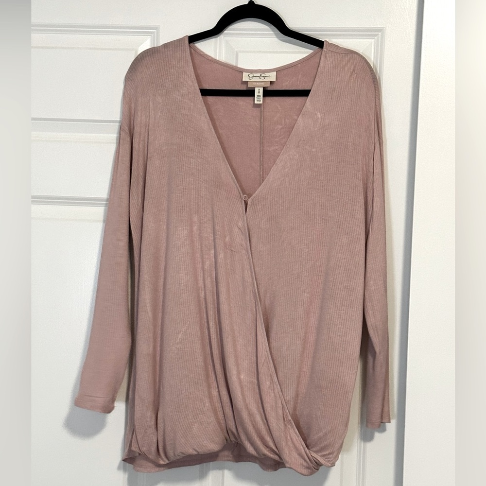 Jessica Simpson Blush Pink Maternity/Nursing Top. Size Medium.